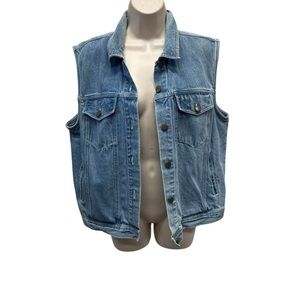 Vintage 90s denim jean jacket vest grunge punk women’s medium